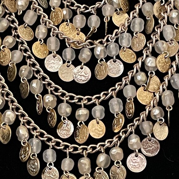 Vintage Multi Strand Gold Coin Necklace Stamped Japan - Picture 2 of 7